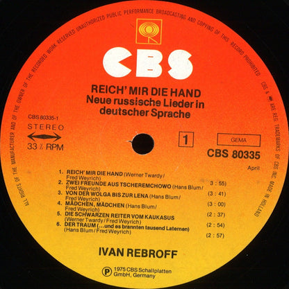 Ivan Rebroff - Reich' Mir Die Hand (LP) 49841 Vinyl LP Goede Staat