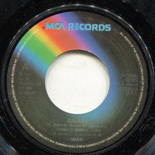 War - Galaxy Vinyl Singles Vinyl (VG) <br> Hoes Generic