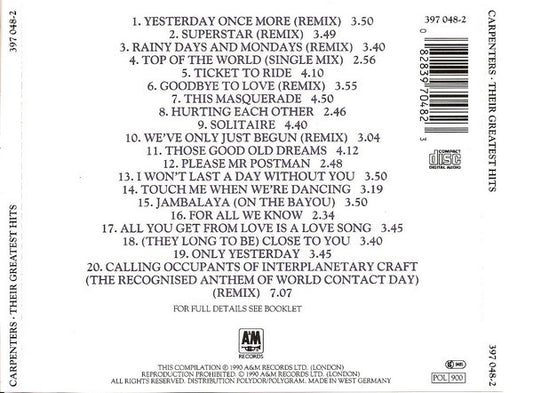 Carpenters - Their Greatest Hits (CD)