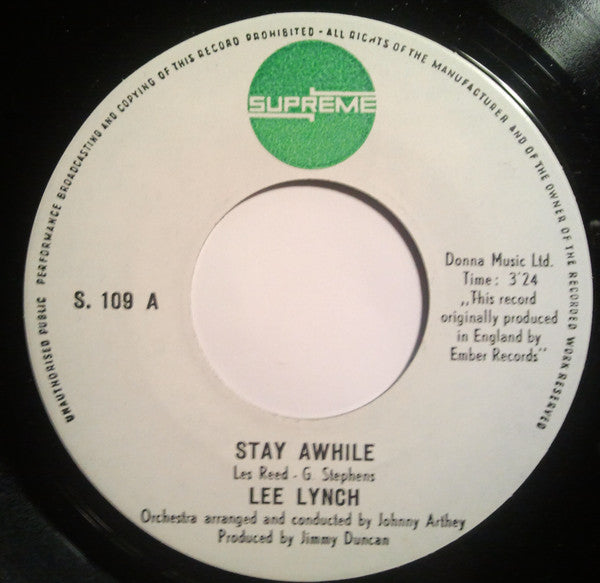 Lee Lynch - Stay Awhile Vinyl Singles Vinyl Goed / Hoes Generic