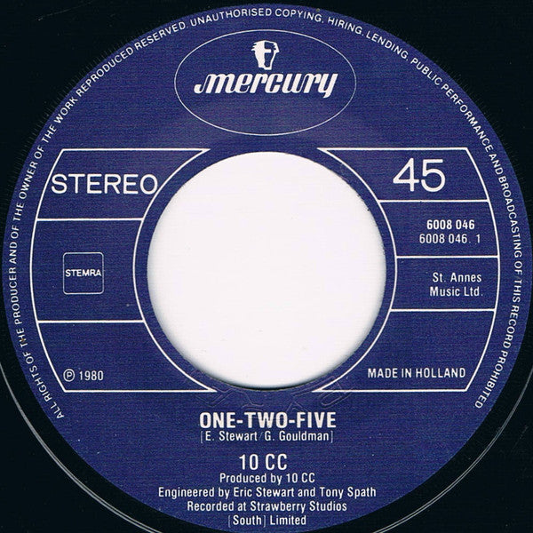 10cc - One-Two-Five 35294 Vinyl Singles Goede Staat