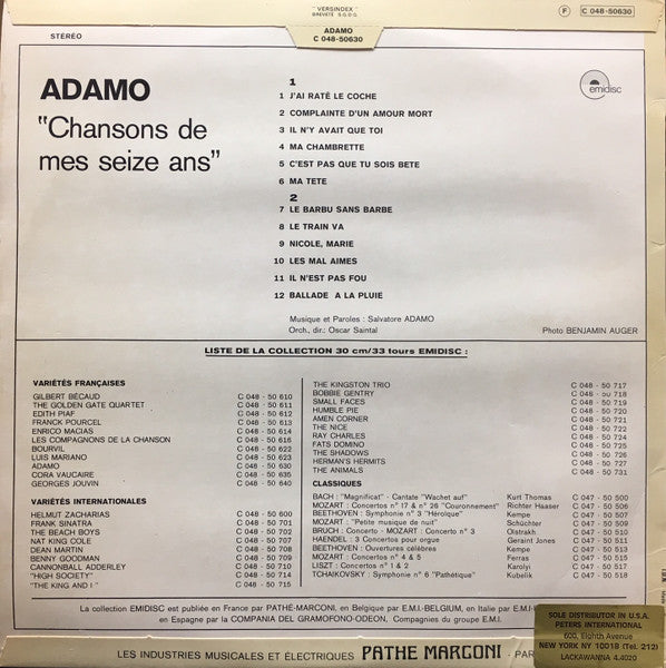 Adamo - Chansons De Mes Seize Ans (LP) 50006 Vinyl LP Goede Staat