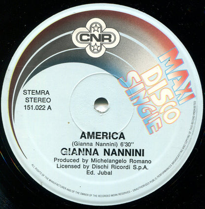 Gianna Nannini - America (Maxi-Single) Maxi-Singles Vinyl (VG) <br> Hoes Generic