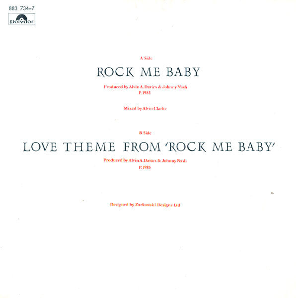 Johnny Nash - Rock Me Baby Vinyl Singles Vinyl Very Good (VG) <br> Hoes Good Plus (G+)