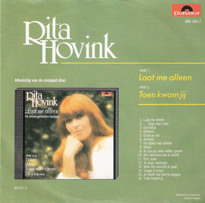 Rita Hovink - Laat Me Alleen Vinyl Singles Vinyl Very Good (VG) <br> Hoes Good Plus (G+)