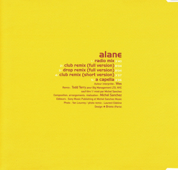 Wes - Alane (Todd Terry Remixes) (CD) Compact Disc Single Goede Staat