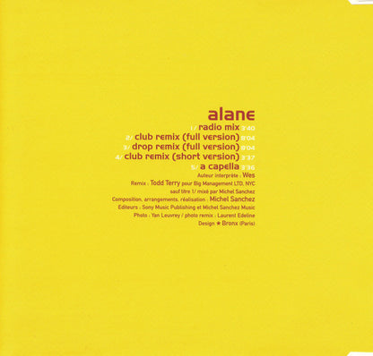 Wes - Alane (Todd Terry Remixes) (CD) Compact Disc Single Goede Staat