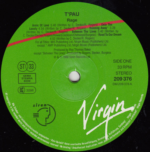 T'Pau - Rage (LP)