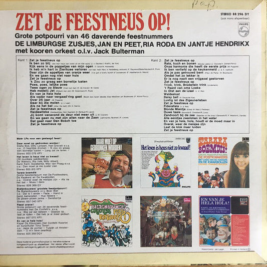 Various - Zet Je Feestneus Op (LP) Vinyl LP Vinyl Zeer Goed / Hoesje Goed "VINYLSINGLES.NL"