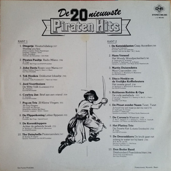 Various - De 20 Nieuwste Piraten Hits (LP) Vinyl LP Vinyl Very Good (VG) <br> Hoes Good Plus (G+)