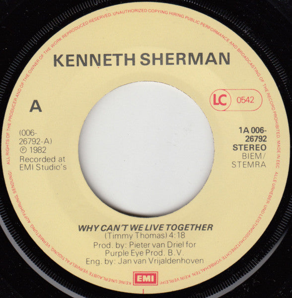 Kenneth Sherman - Why Can't We Live Together 39229 Vinyl Singles