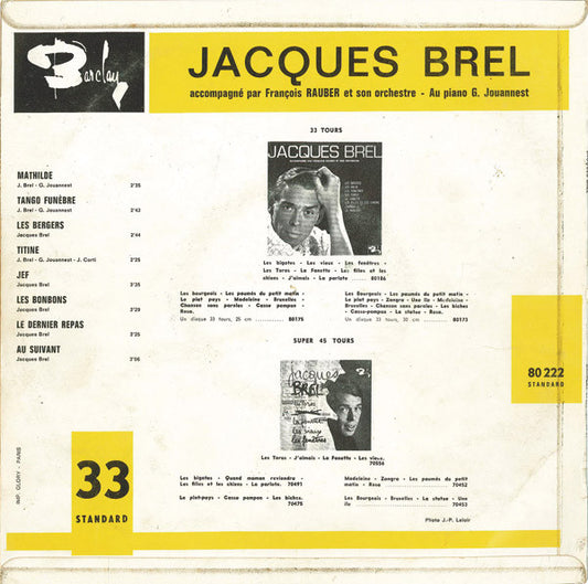 Jacques Brel – Jacques Brel (10") Vinyl LP 10" Vinyl Zeer Goed / Hoesje Goed "VINYLSINGLES.NL"