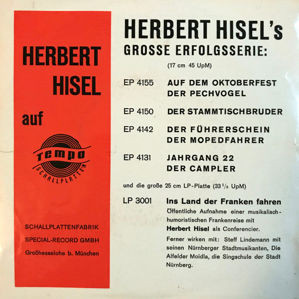 Herbert Hisel - Auf Dem Oktoberfest Vinyl Singles EP Vinyl Very Good (VG) <br> Hoes Good Plus (G+)