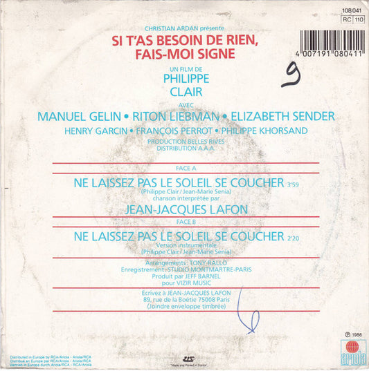 Jean-Jacques Lafon - Ne Laissez Pas Le Soleil Se Coucher