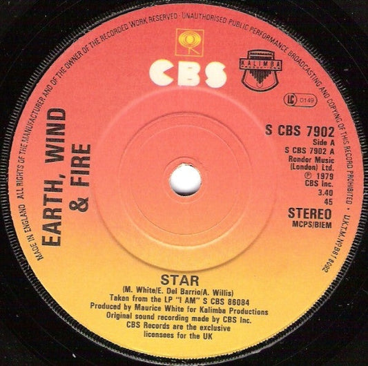 Earth Wind & Fire - Star Vinyl Singles Vinyl Very Good (VG) <br> Hoes Generic