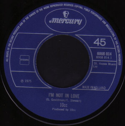 10CC - I'm Not In Love Vinyl Singles Vinyl Zeer Goed / Hoesje Goed "VINYLSINGLES.NL"