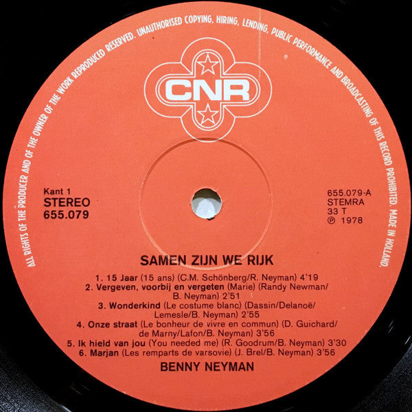 Benny Neyman - Samen Zijn We Rijk (LP) (B) 50981 Vinyl LP Gebruikssporen!