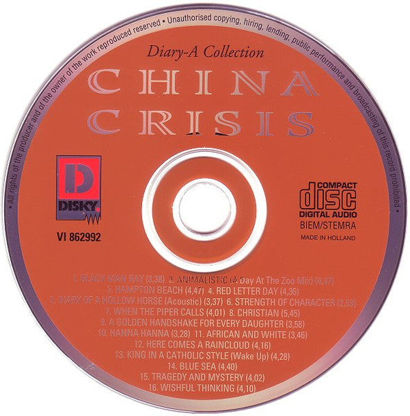 China Crisis - Diary - A Collection (CD) Compact Disc Goede Staat