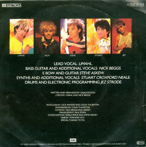 Kajagoogoo - Too Shy Vinyl Singles Vinyl Very Good (VG) <br> Hoes Good Plus (G+)