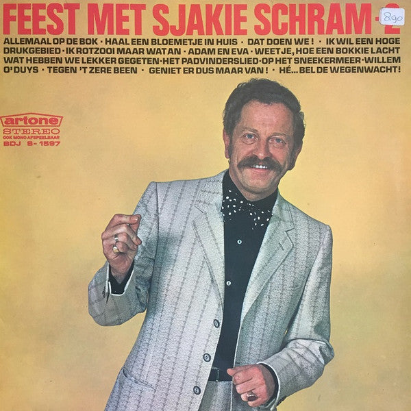 Sjakie Schram - Feest Met Sjakie (LP) Vinyl LP Vinyl Very Good (VG) <br> Hoes Good Plus (G+)