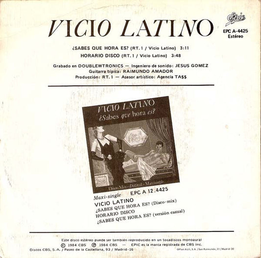 Vicio Latino - ¿Sabes Que Hora Es? Vinyl Singles Vinyl Zeer Goed / Hoesje Goed "VINYLSINGLES.NL"