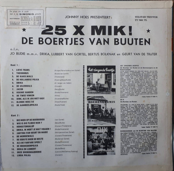 Boertjes van Buuten - 25 x Mik (LP) 50411 Vinyl LP VINYLSINGLES.NL