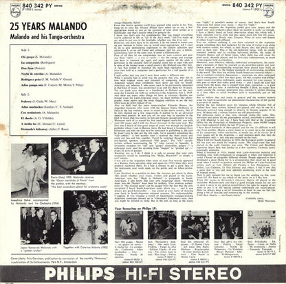 Malando And His Tango Orchestra - 25 Years Malando (LP) (B) 50284 Vinyl LP Goede Staat