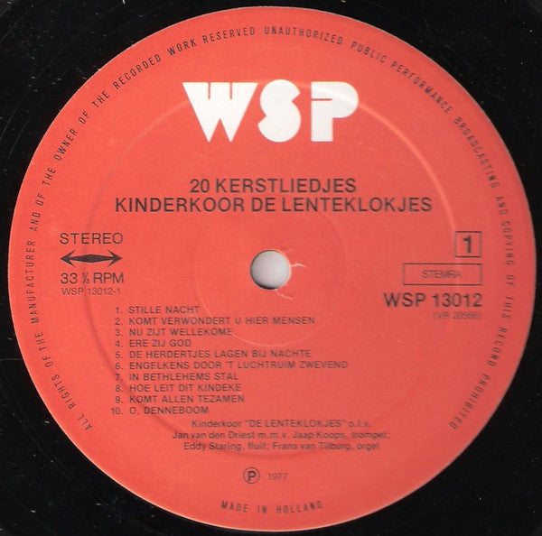 Kinderkoor De Lenteklokjes - 20 Kerstiedjes (LP) 45029 Vinyl LP Goede Staat