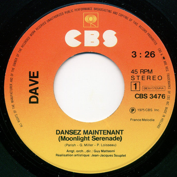 Dave - Dansez Maintenant Vinyl Singles