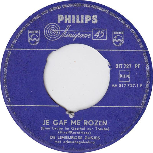 Limburgse Zusjes - Je Gaf Me Rozen Vinyl Singles Vinyl Very Good (VG) <br> Hoes Generic