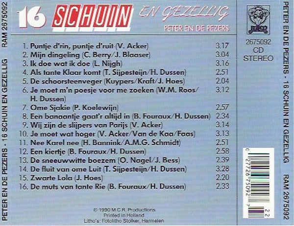 Peter En De Pezers - 16 Schuin En Gezellig (CD) Compact Disc Goede Staat