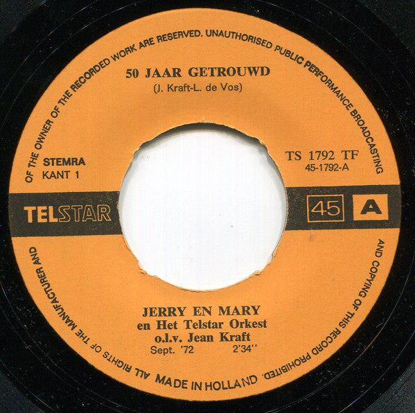 Jerry En Mary Bey - 50 Jaar Getrouwd 35034 Vinyl Singles Goede Staat