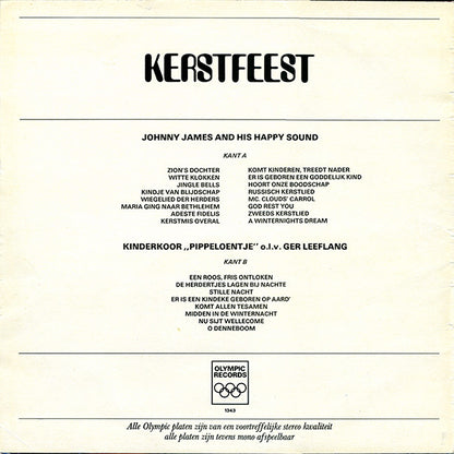 Johnny James And His Happy Sound / Kinderkoor Pippeloentje - Kerstfeest (LP) Vinyl LP Vinyl Very Good (VG) <br> Hoes Good Plus (G+)