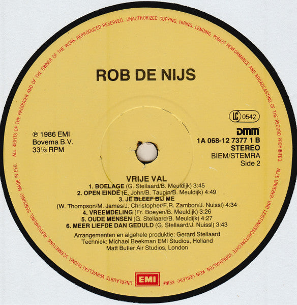 Rob De Nijs - Vrije Val (LP) 49852 Vinyl LP VINYLSINGLES.NL
