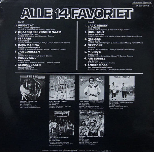 Various - Alle 14 Favoriet (LP) Vinyl LP Vinyl Zeer Goed / Hoesje Goed "VINYLSINGLES.NL"