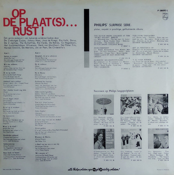 Various - Op De Plaat(s) ... Rust! (LP) (B-Keus) Vinyl LP Vinyl Goed / Hoes Redelijk