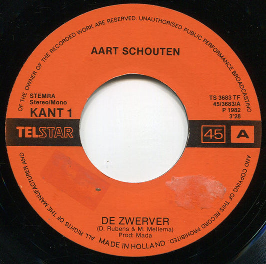 Aart Schouten - De Zwerver Vinyl Singles Vinyl Zeer Goed / Hoesje Goed "VINYLSINGLES.NL"