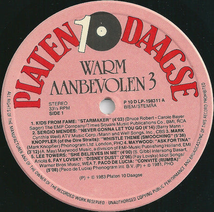 Various - Warm Aanbevolen 1983 (LP) 97-44445