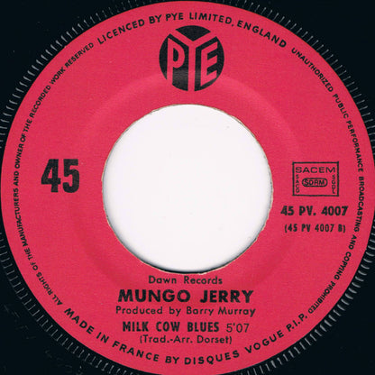 Mungo Jerry - Lady Rose Vinyl Singles Vinyl Very Good (VG) <br> Hoes Good Plus (G+)
