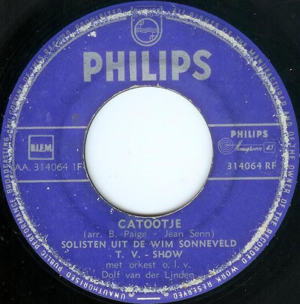 Solisten Uit De Wim Sonneveld T. V. - Show - Katootje Vinyl Singles Vinyl Goed / Hoes Generic