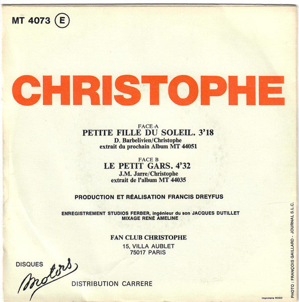 Christophe - Petite Fille Du Soleil