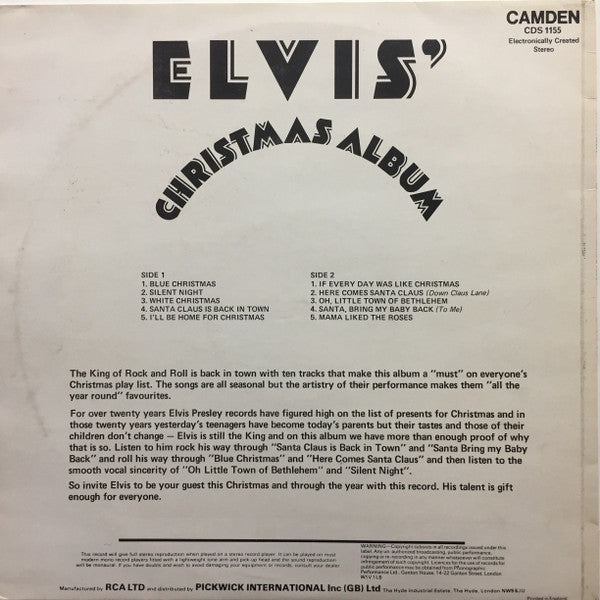 Elvis Presley - Elvis' Christmas Album (LP) (B-Keus) Vinyl LP Vinyl Goed / Hoes Redelijk