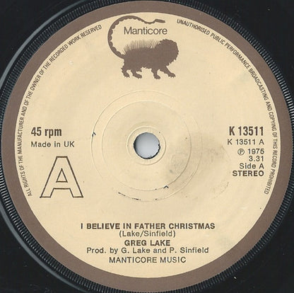 Greg Lake - I Believe In Father Christmas Vinyl Singles Vinyl Goed / Hoes Generic