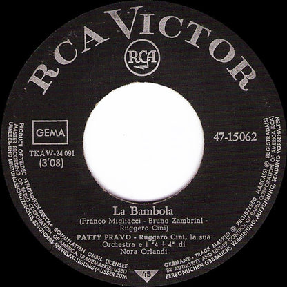 Patty Pravo - La Bambola Vinyl Singles Vinyl (VG) <br> Hoes Generic