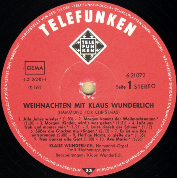 Klaus Wunderlich - Weihnachten Mit Klaus Wunderlich (LP) 46208