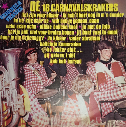 Various - De 16 Carnavalskrakers (LP) Vinyl LP Vinyl Very Good (VG) <br> Hoes Good Plus (G+)