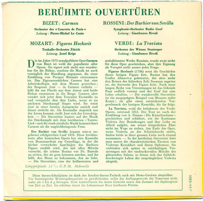 Georges Bizet / Wolfgang Amadeus Mozart / Giuseppe Verdi / Gioacchino Rossini - Berühmte Ouvertüren 37812 Vinyl Singles Goede Staat