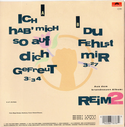 Matthias Reim - Ich Hab' Mich So Auf Dich Gefreut Vinyl Singles Vinyl Very Good (VG) <br> Hoes Good Plus (G+)