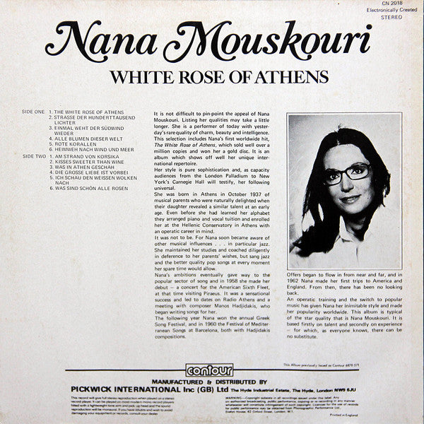 Nana Mouskouri - White Rose Of Athens (LP)