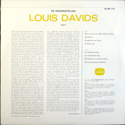 Louis Davids - De Onvergetelijke Louis Davids Deel 3 (10") Vinyl LP 10" Vinyl Zeer Goed / Hoesje Goed "VINYLSINGLES.NL"